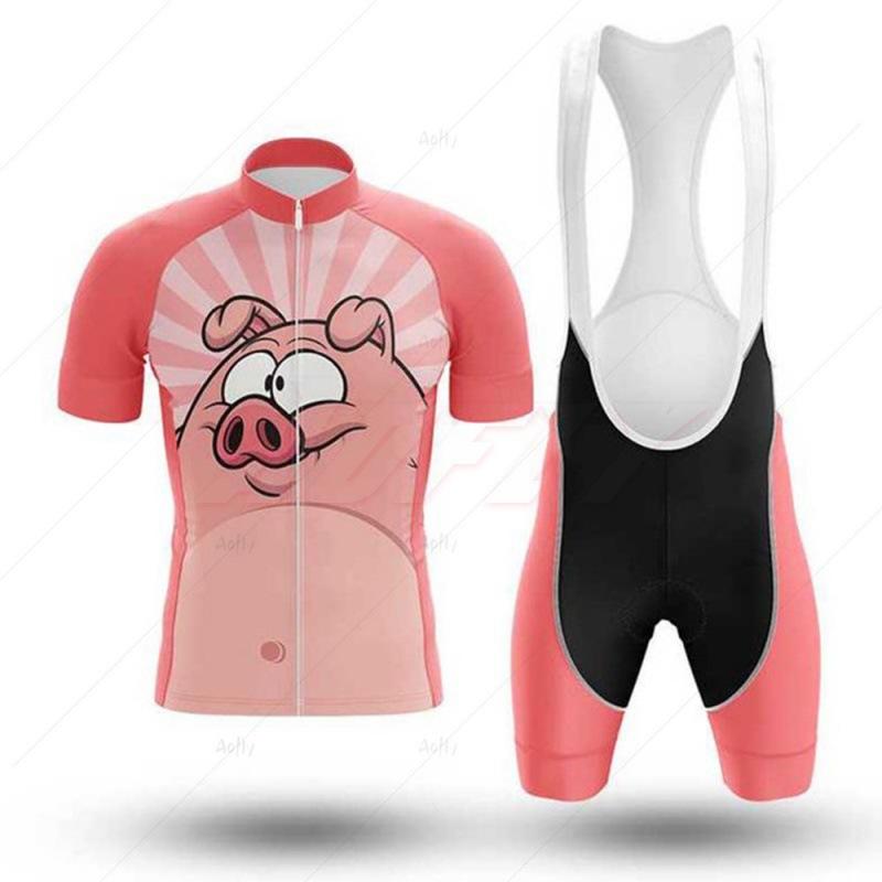2023 New Summer Cartoon Short Sleeve Professional Bicycle Cycling Suit Set Breathable Quick-drying Drawing Design