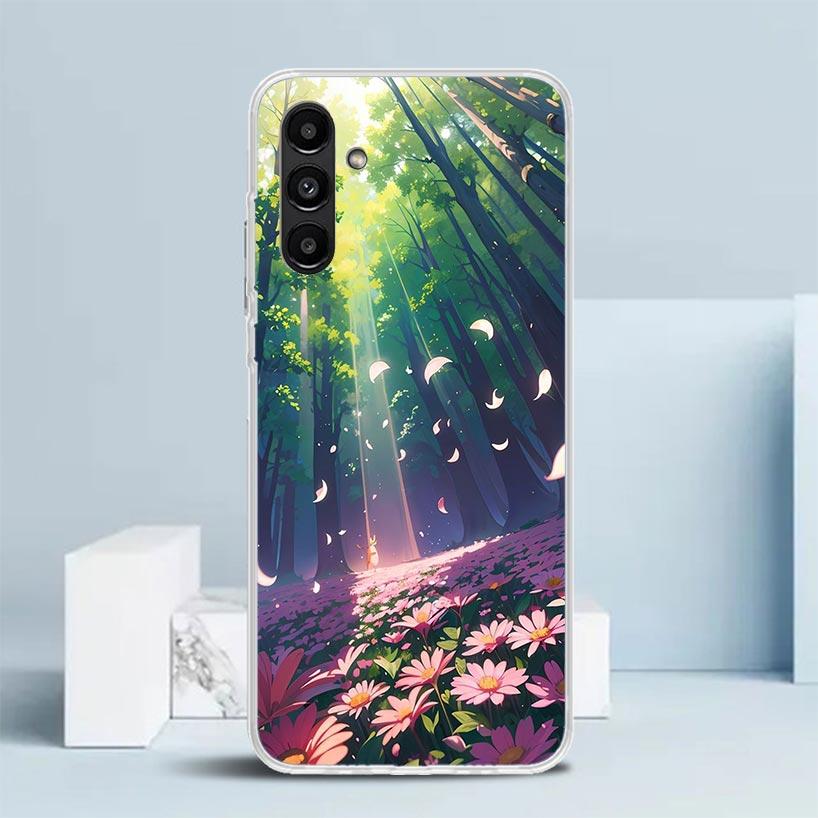 Эстетичная Аниме Пейзажная Обложка для Samsung Galaxy A17 A37 A57 A16 A26 A36 A56 A15 A14 A55 Чехол для Телефона A13 A53 A25 A35 A24 A34 A23