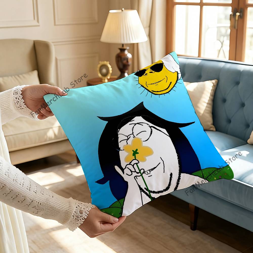 Creative Funny Wojak Meme Pillow Case For Sofa Decor Car Office Room Printing Cushion Cover Decorations and Protector