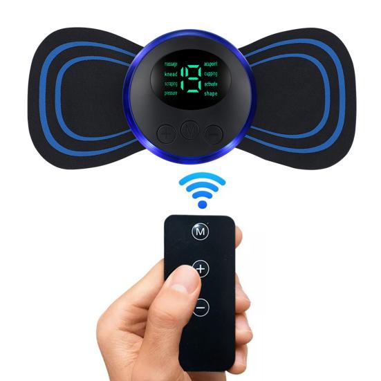 Мини-массажер для спины с пультом дистанционного управления, 8 режимов, 19 уровней, регулируемый, USB-перезаряжаемый, массажер для снятия боли в области шеи, плеч, ног, рук и мышц всего тела