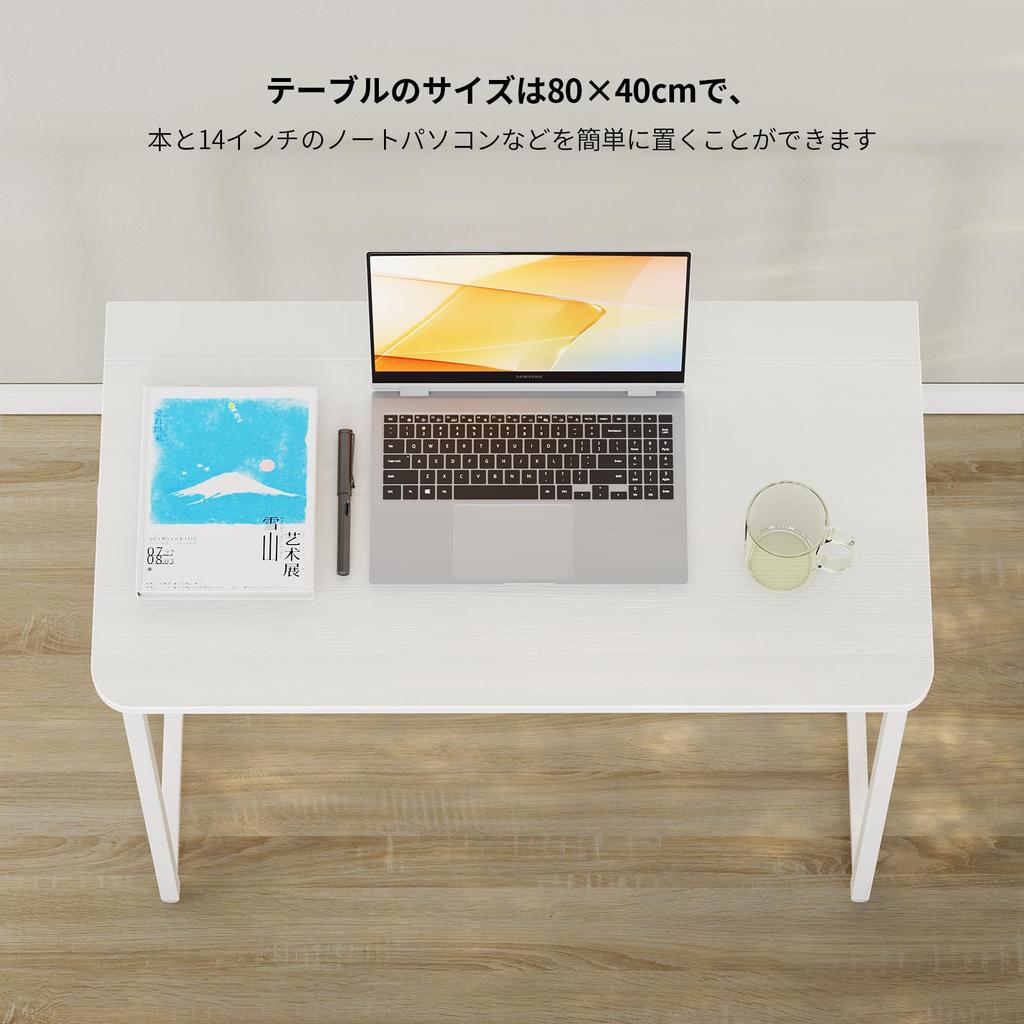 WOHOMO Маленький складной компьютерный компактный письменный стол шириной 80 см для офиса или идеально подходящий для гостиной или дома. Простой стильный стол, крючки,