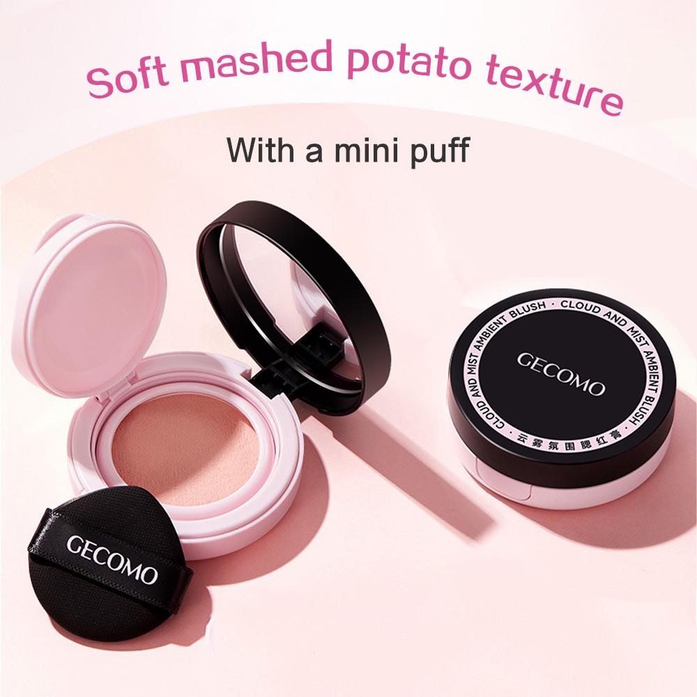 GECOMO Воздушные кремовые румяна Sweet Korean Blush с мини-пуховкой и зеркалом, осветляющие румяна естественного цвета