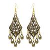 1 Pair Women Vintage Tassel Hollow Out Carved Floral Waterdrop Shape Bohemian Ear Decoration