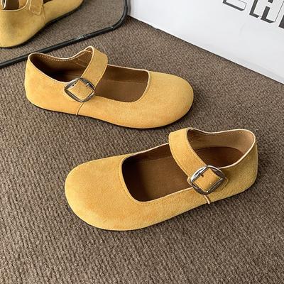 Мода 2025Ретро Натуральная кожа Мелкий вырез Пряжка Мэри Джейн Одиночный носок Слой Коровья кожа Мягкая кожаная подошва Универсальная кожаная обувь