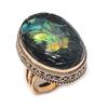 Natural Ammolite Gemstone Handmade Copper Jewelry Ring Size 9 K6s94