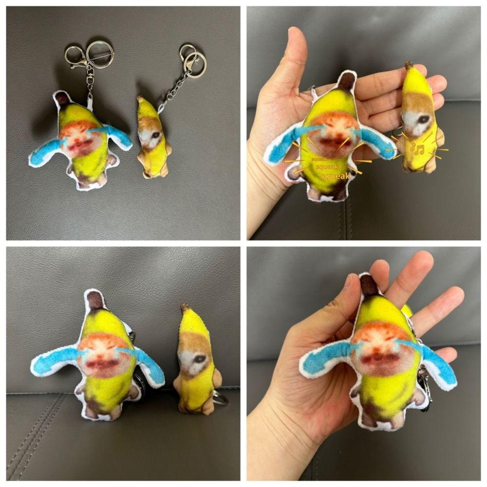 Кукла-банан-кошка Кукла-банан-кошка, кулон, плачущий звук, брелок-брелок с кошкой-бананом, аксессуары для ключей