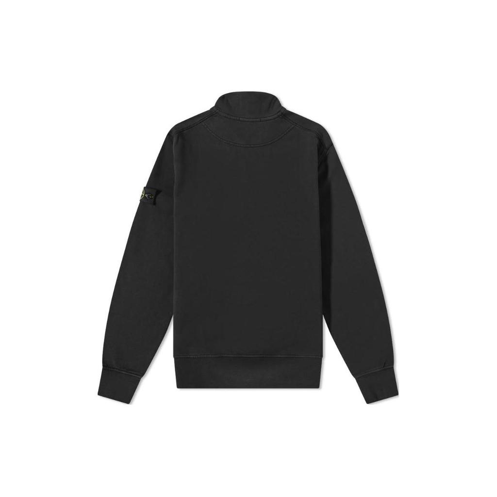 STONE ISLAND Толстовка детская сшитая приталенная с воротником-поло с длинным рукавом черная детские топы 761661940-V0029