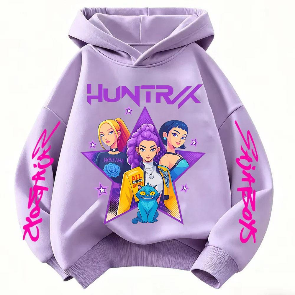 Мультяшное детское худи K-Pop Demon Hunter для весны и осени, модный повседневный топ, толстовка для девочек