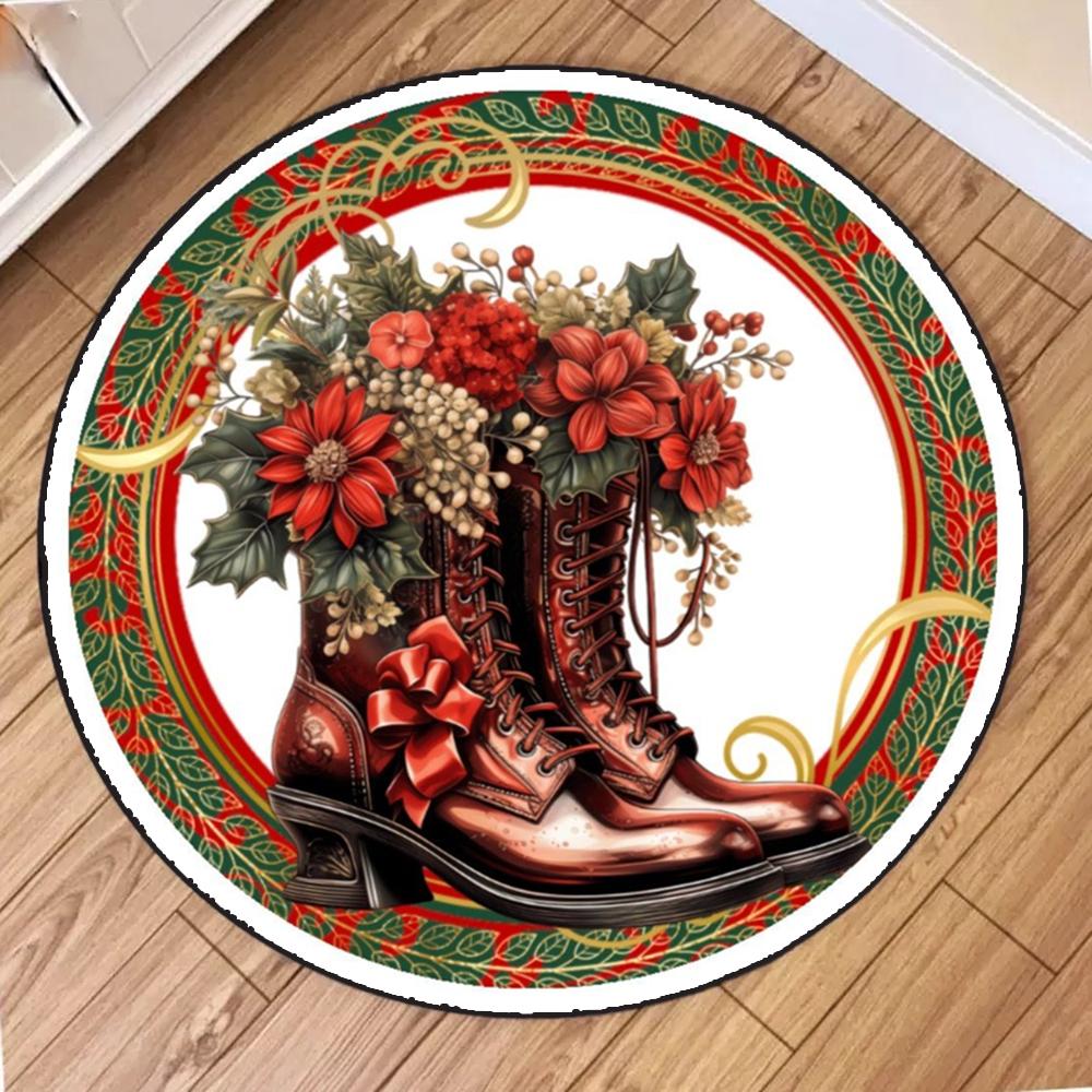 Круглый ковер в стиле ретро на рождественскую тематику Американский стиль Гостиная Спальня Прихожая Рождественский декоративный коврик для пола