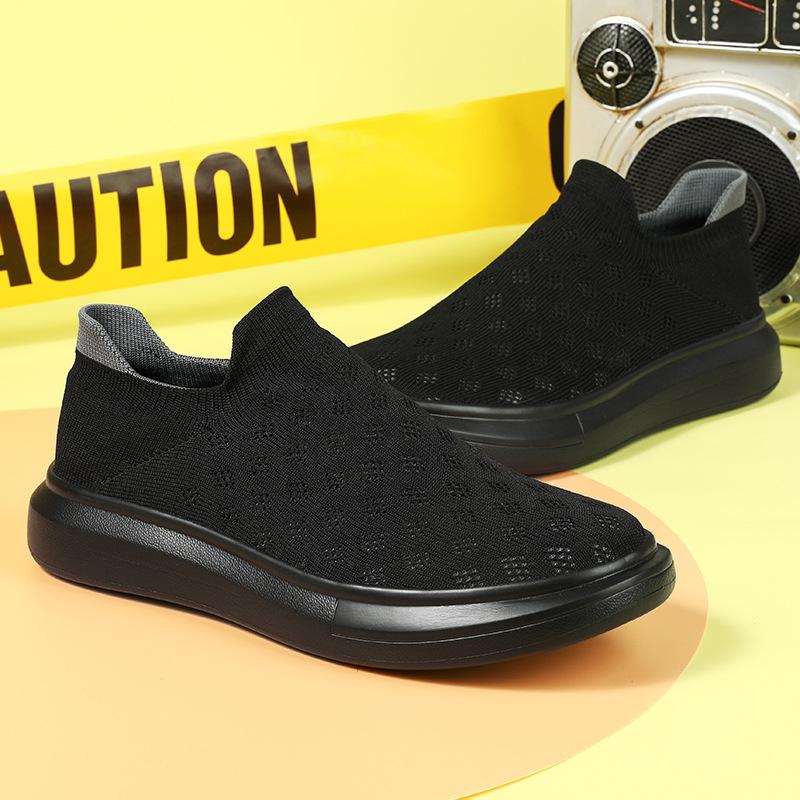 Весенне-осенние спортивные мужские кроссовки из дышащего трикотажа, пара, высокие, носки-обувь, большой размер, с закрытой стопой, повседневная ленивая обувь на платформе