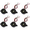 6 Pcs DC 3-24V 85dB Sound Electronic Buzzer Alarm Black 23 x 12mm