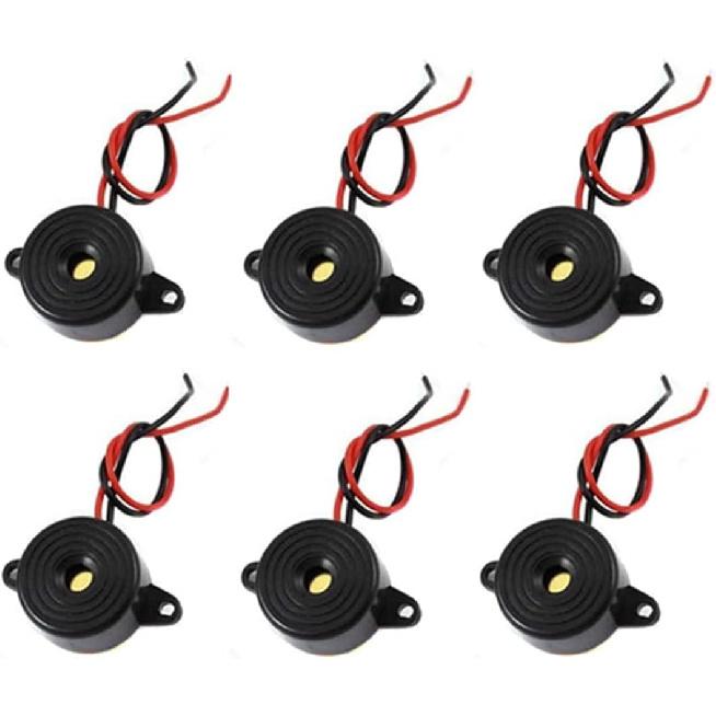 6 Pcs DC 3-24V 85dB Sound Electronic Buzzer Alarm Black 23 x 12mm