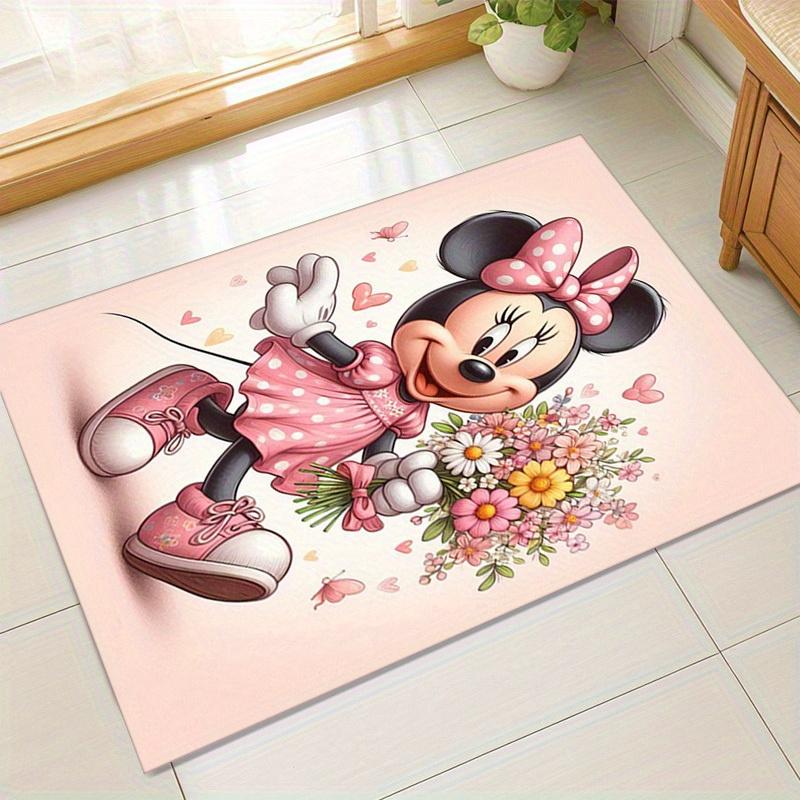 1pc. Cute Minnie Mouse Floral Bouquet Rug - Perfect for Home Decor, Office Carpet, Outdoor Use, and Gift Ideas!z0414224
