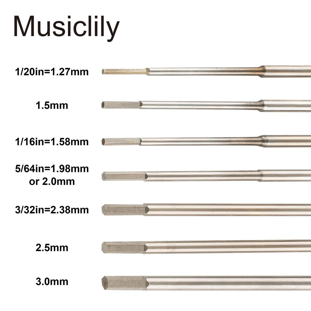 Musiclily Pro Hex Wrench Set of for Adjusting Guitar and Bass Saddles and Knobs 7, Steel,