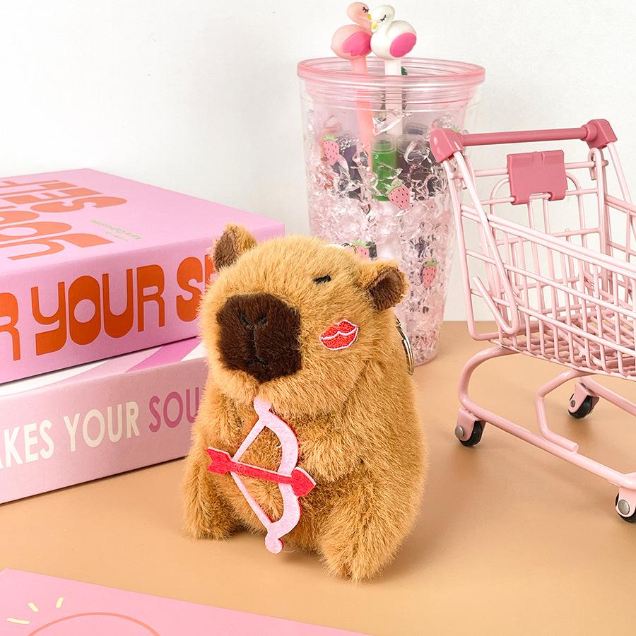 Cartoon Love Book Capybara Plush Doll Creative Cupid Arrow Kapibala Doll Bag Keychain Pendant