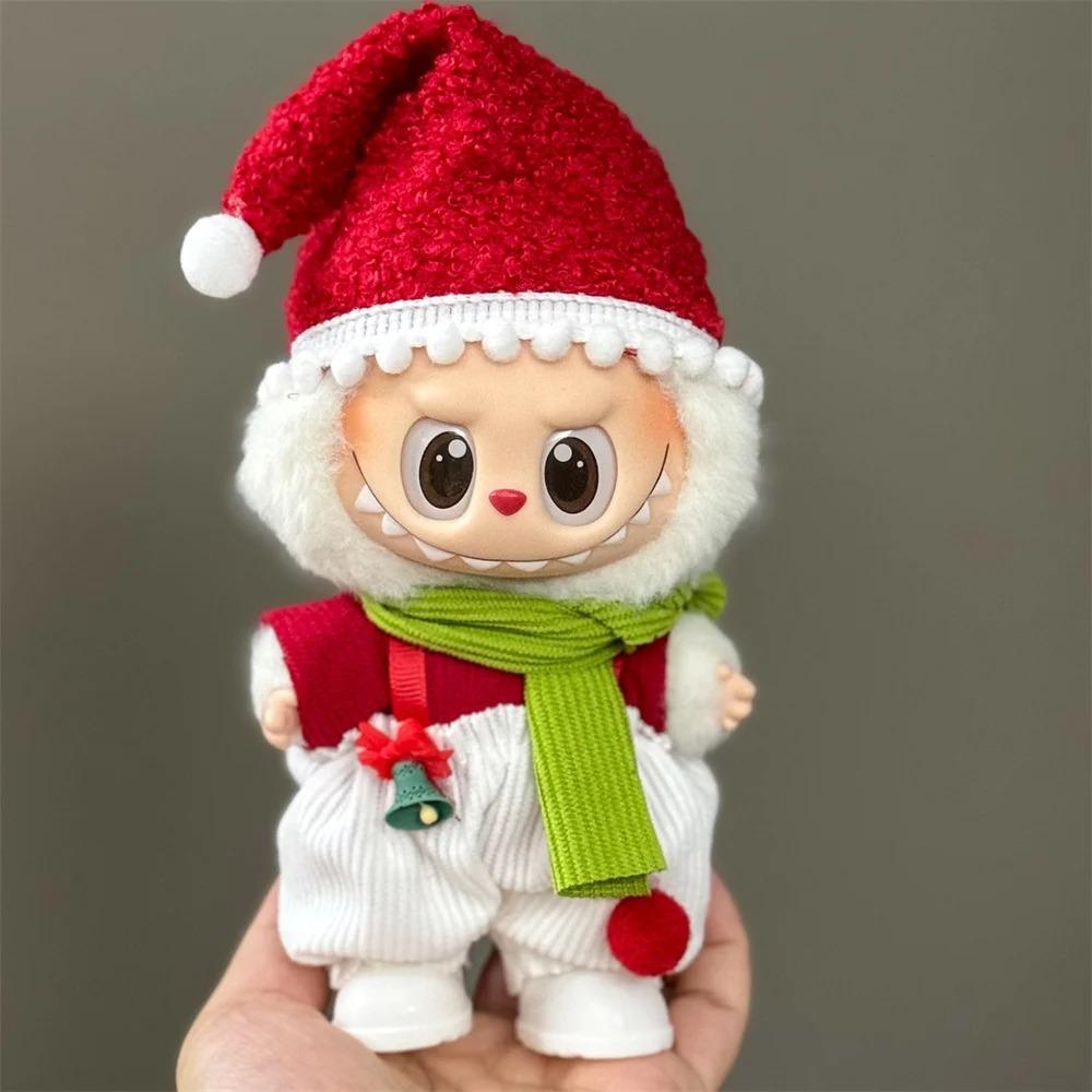 Одежда для кукол 15-17 см Labubu Одежда Шапка Счастливого Рождества Шарф Набор Лось Снеговик Мини Плюшевый Аксессуар для Куклы Новогоднее Платье Подарок