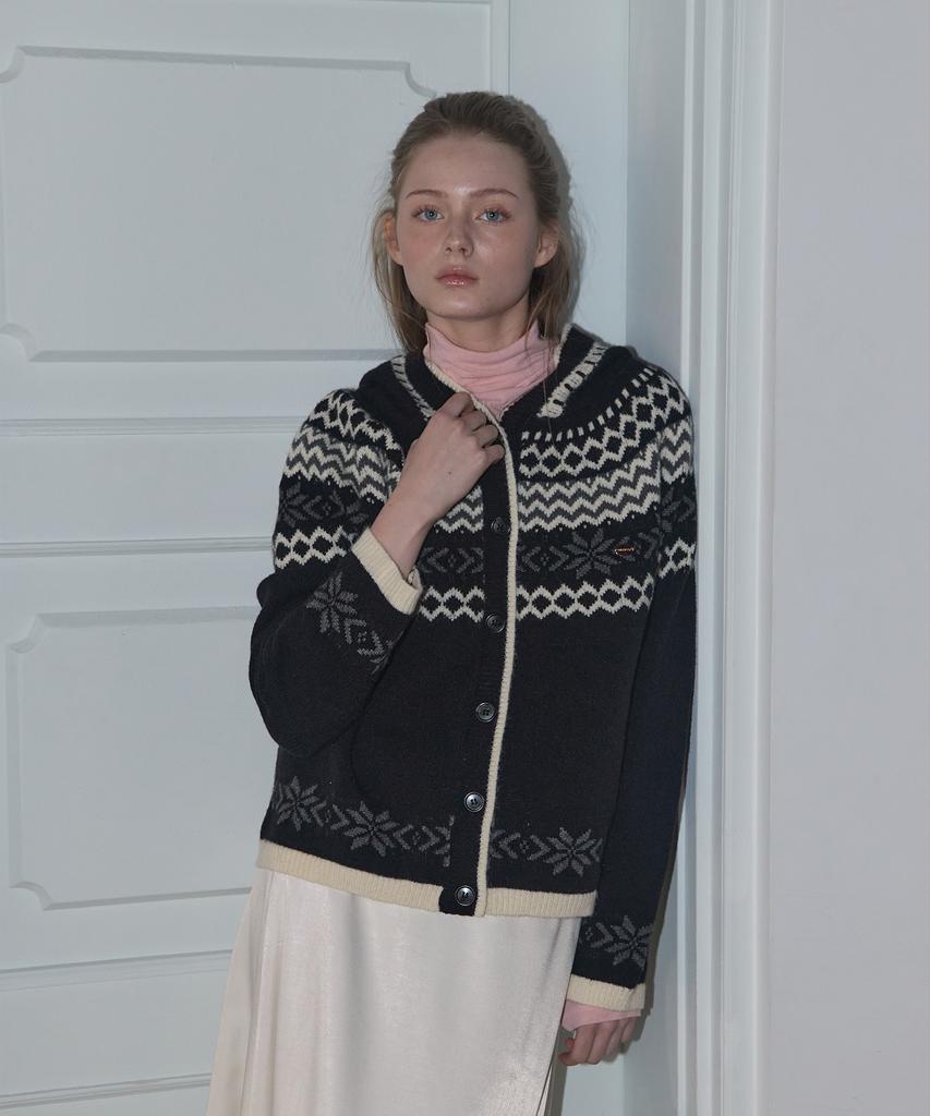 ANOETIC Nordic Hoodie Knit Cardigan_Black