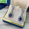100 %925 Sterling Silver Sparkling High Carbon Diamond Tanzanite Drop Earrings For Women Wedding Party Birdal Party Fine Jewelry