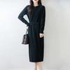 Women Sweater Dress 100% Wool TIDENOVEL O-neck Knit Long Pullover Winter Jumpers Wool Long Dress Female