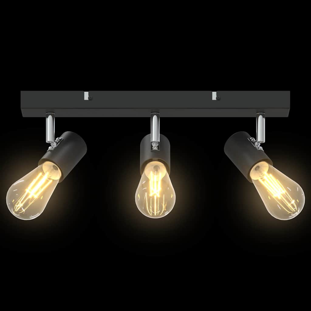 Black Ceiling Spotlight with Adjustable Spotlights 38 x 6.5 x 11.5 cm Metal
