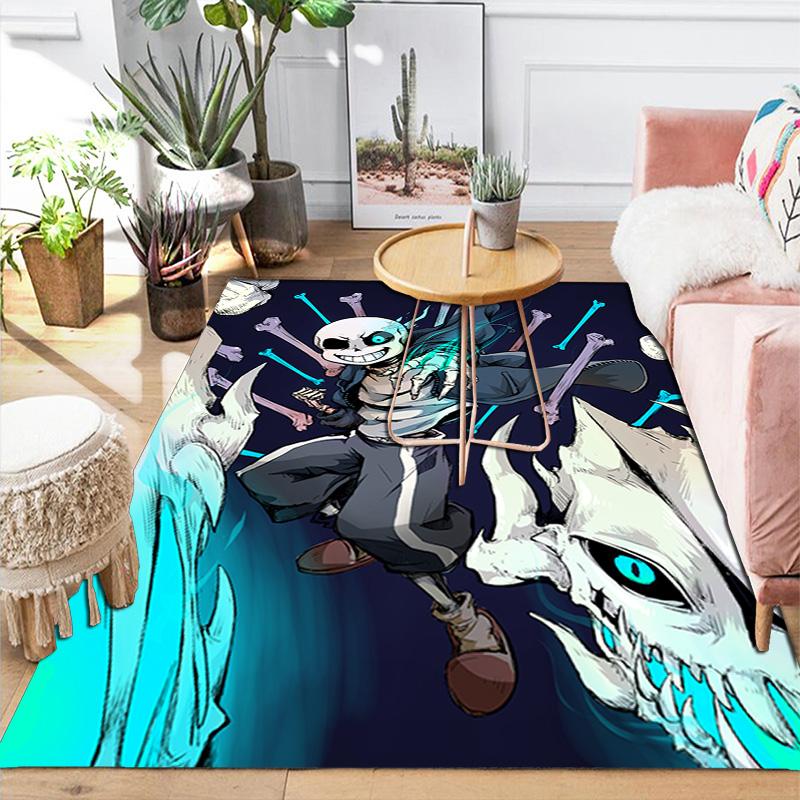 Undertale Sans anime theme print Rug Floor Mat for Living Room or Bedroom Soft and Comfortable Carpet a Gift for Birthday and Holiday.