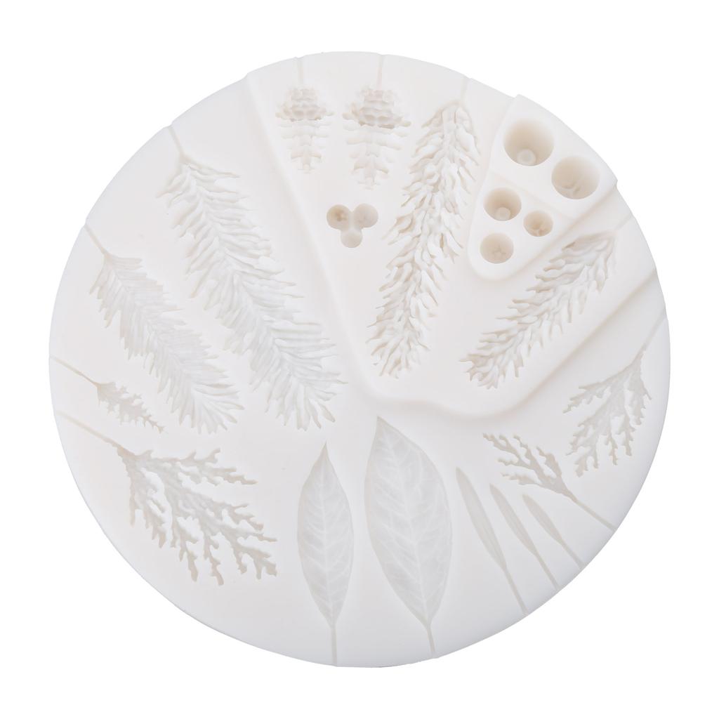 Christmas Foliage Cake Decorating Silicone Mould Pine Branch Pinecones Fondant Molds For Cake Decorating Cupcake Toppers