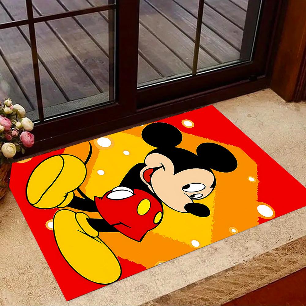 Mickey Mouse In Starry Night Disney Cartoon Theme Anti-Slip Rug - Polyester, Home Decor, Suitable for Bedrooms, Living Rooms, Doorways, and Studios