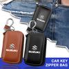 1Pcs Leather Emblem Car Key Case Keychain Zipper Key Case Bag For Grand Swift Jimny Vitara Baleno SX4 XL-7 GW250 Accessories