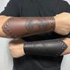 Medieval Wristband Men Cosplay Totems Embossed Bracer Gauntlet for Men Cosplay PU Wristband for Photoshoots and Stage