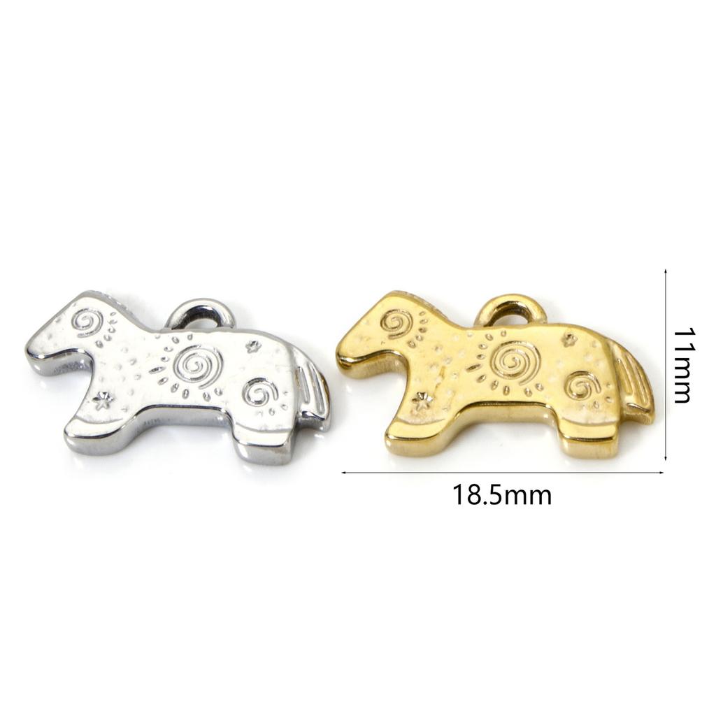 2pcs 304 Stainless Steel Charms Multicolor Horse Animal Spiral Pendants DIY Necklace for Women Jewelry Making 18.5mm x 11mm