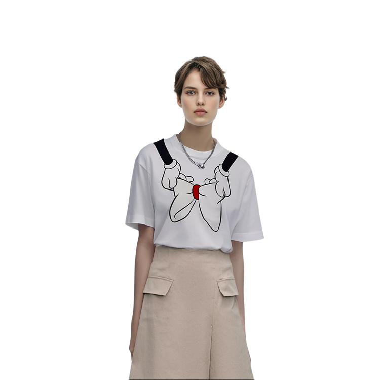 Uniqlo Ambush Коллаборация с Disney Футболка с коротким рукавом с принтом галстука-бабочки Женские топы Белый 424783-00