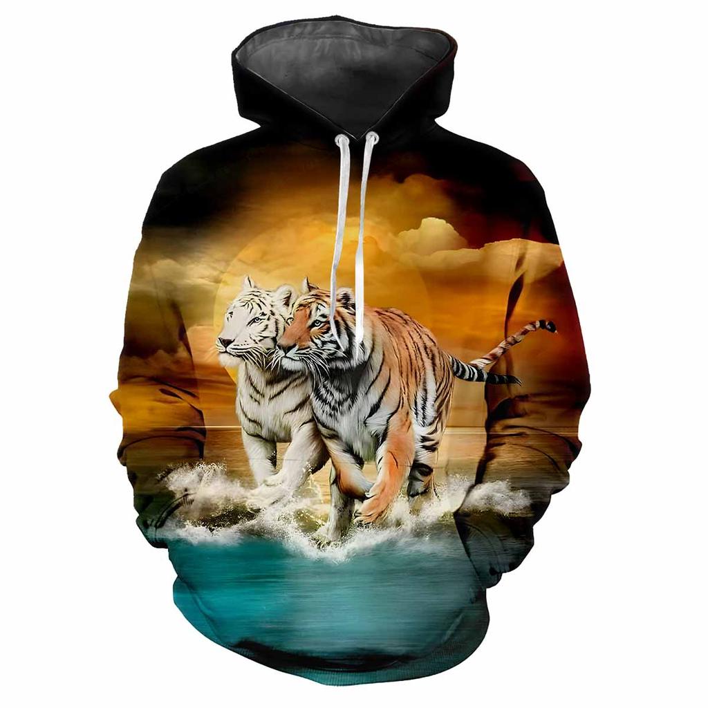 Тигр Животное Зверь 3D Печатный Весна И Осень Мужчины С Толстовкой Свободный Повседневный Модный Личность Для Создания Удобной Одежды
