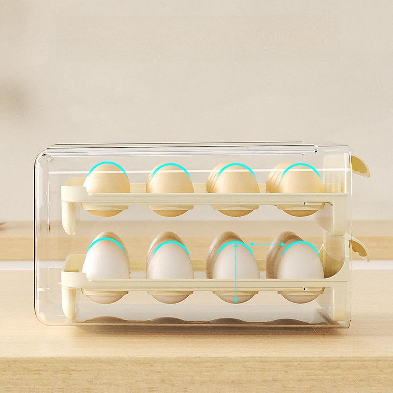 Двухслойный прозрачный контейнер для хранения яиц с 32 отделениями для холодильника или использования на столешнице