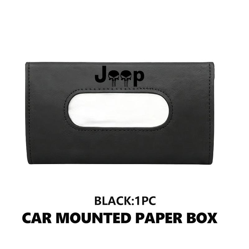 For Jeep Car Tissue Box Sun Visor Leather Tissue Box Interior Holder Storage Accessories Grand Cherokee Patriot Renegade Compass