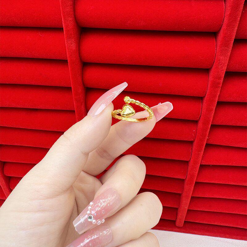 Изысканное открытое кольцо цвета песка и золота для женщин: Высококачественный нишевый дизайн, легкий роскошный стиль, стойкий цвет, имитация золота.