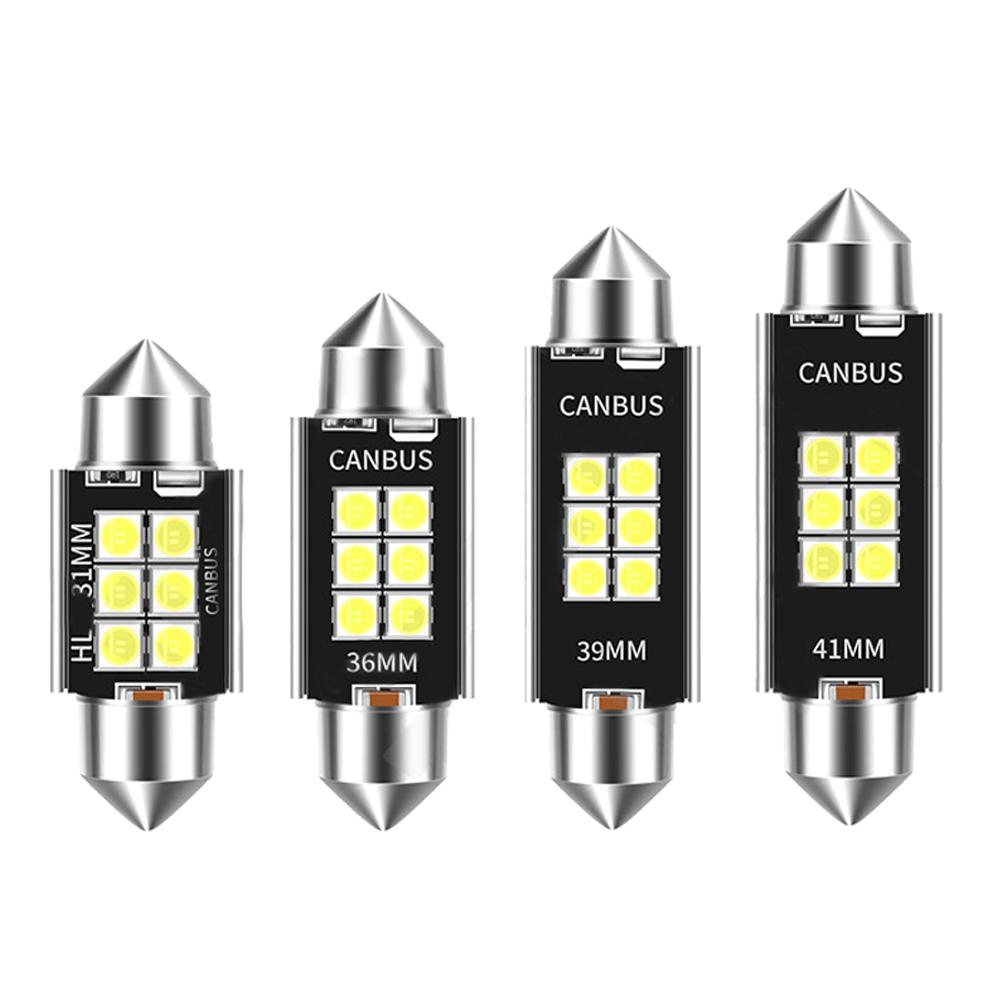 1Pc 31MM 36MM 39MM 41MM 6LED 3W Bulbs Canbus Festoon C5W 3030 Chip Car Interior Dome Light Reading Light 12V/24V White Ice Blue Bulbs 7