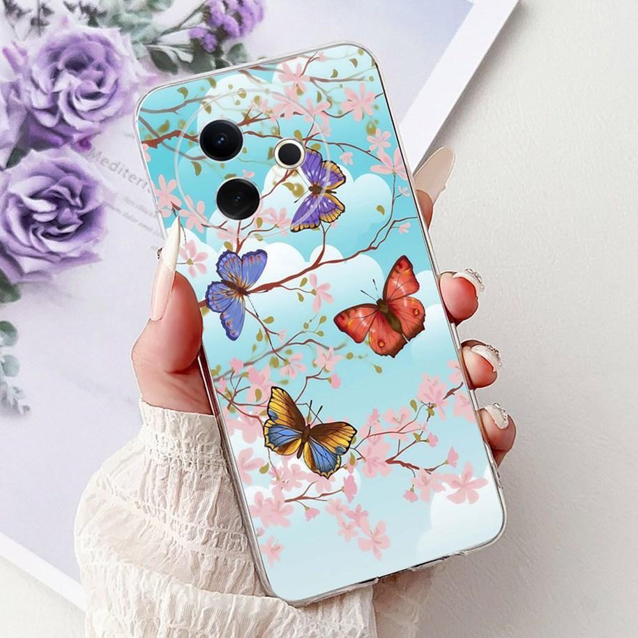 Case For Vivo Y39 Y300i 5G Cover V2436 V2444A New Fashion Flower Butterfly Soft Silicone Clear Cover For VivoY39 VivoY300i Funda