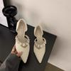 Fashion Stilito With Medium Heels Ladies Pumps Pearl Pointed Toe Women's Shoes 2025 Trend Popular Korean Style 39 Chic and Elegant Shoe