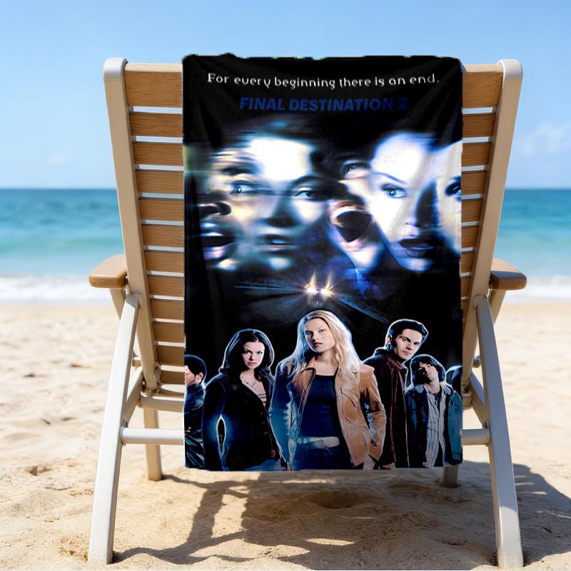 proof beach towel with a Final Destination Bloodlines1 pattern - soft,absorbent,quick-drying,machine washable - perfect for swimming,camping,bathing