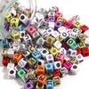 100pcs/lot 6mm Acrylic Square Letter Beads Big Hole Loose Spacer Beads For Jewelry Making DIY Bracelets Necklaces Accessories