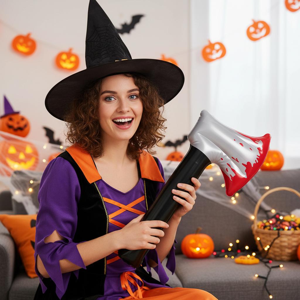 Halloween Inflatable Weapon Realistic Bloody Knife Props Practical Joke Toys Party Costume Accessories