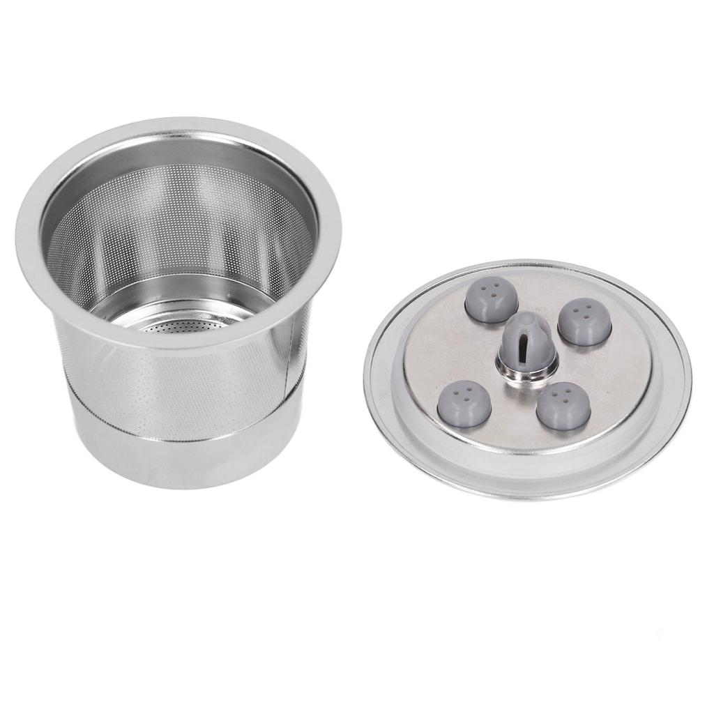 5 Hole Reusable Coffee Pod Filter Stainless Steel Refillable Coffee Powder Filter with Brush Spoon