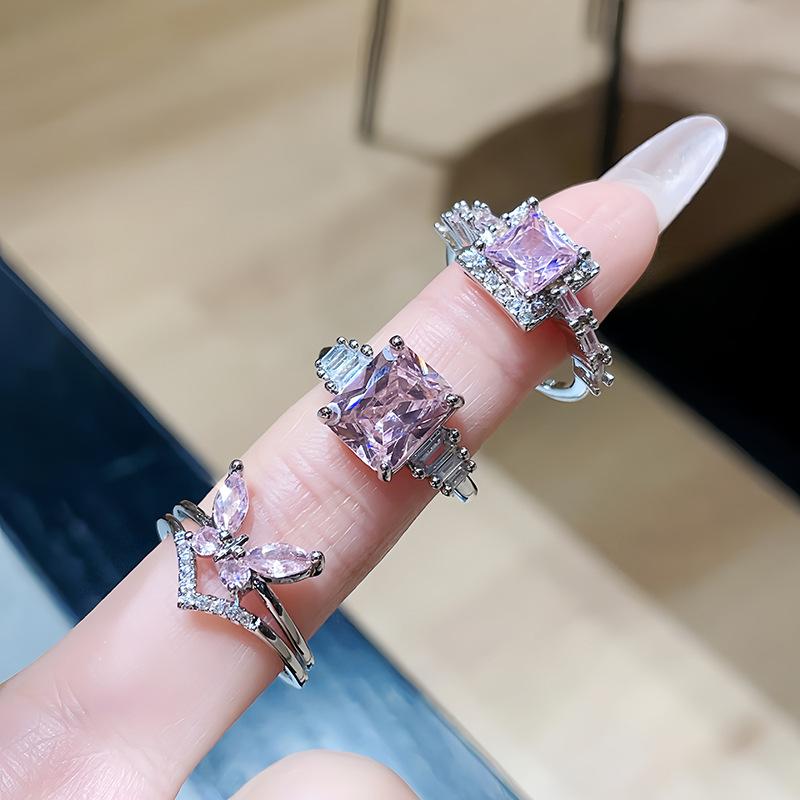 Luxury Butterfly High Sense Cold Wind Exquisite Full Diamond Zir*****Pen Ring Simple Fashion Ring