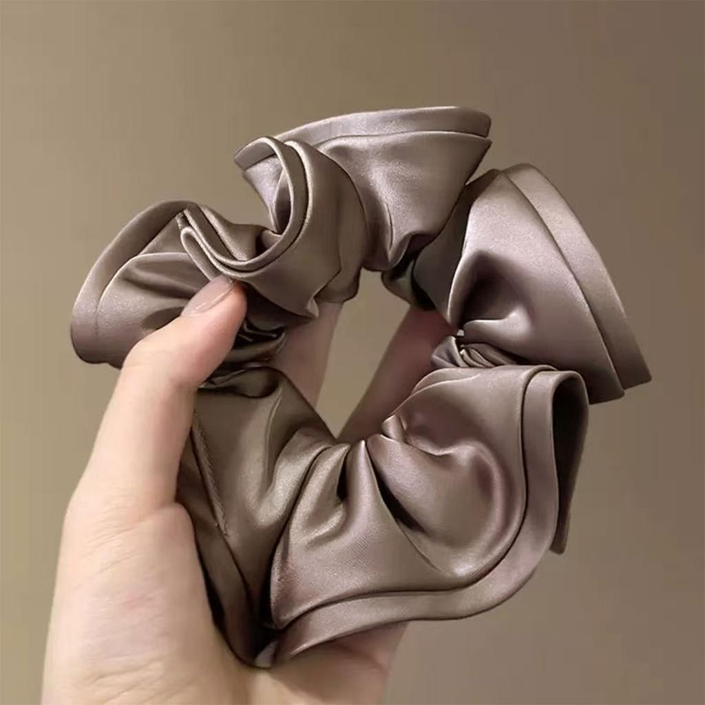 Simple French Large Intestine Ring Exquisite Satin Black Fungus Edge Hair Ring Hair Rope