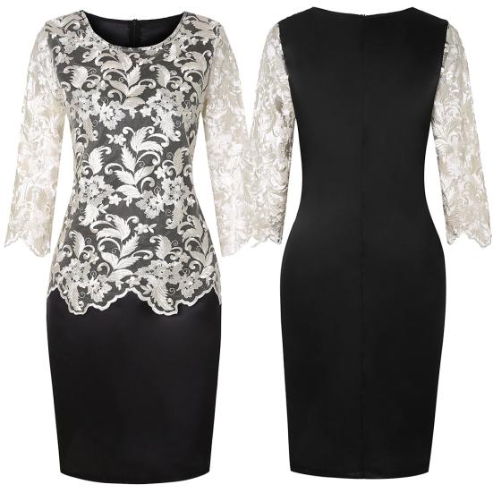 Эшли женское элегантное платье с круглым вырезом и половиной рукавом из двух частей кружевное облегающее платье длиной до колена