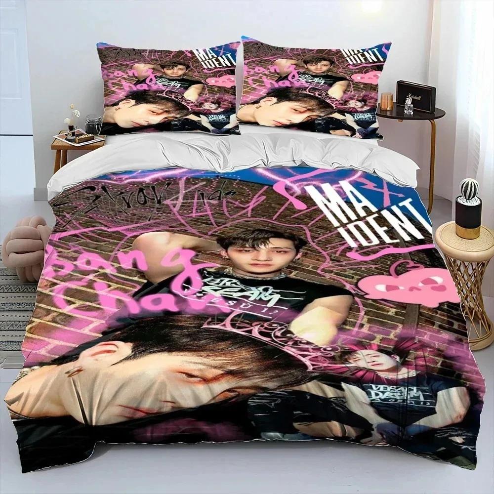 3D Stray Kids Kpop Singer Star Комплект постельного белья, пододеяльник, комплект постельного белья, наволочка, размер King Queen Twin для мальчиков и девочек взрослых