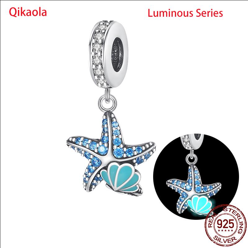 Original 100% sS925 Sterling Silver Luminous Octopus Ocean Series Charms Fit Bracelet DIY Beads Ms Jewelry Gift New In