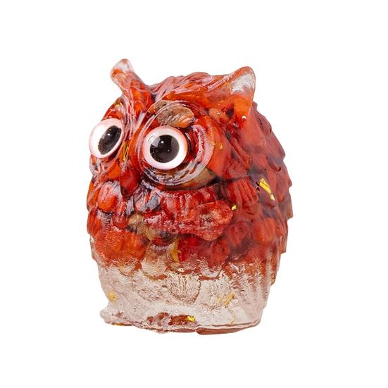 Natural Crystal Owl Ornament Handcrafted Resin Owl Figurine with Crystal Gravels Inside