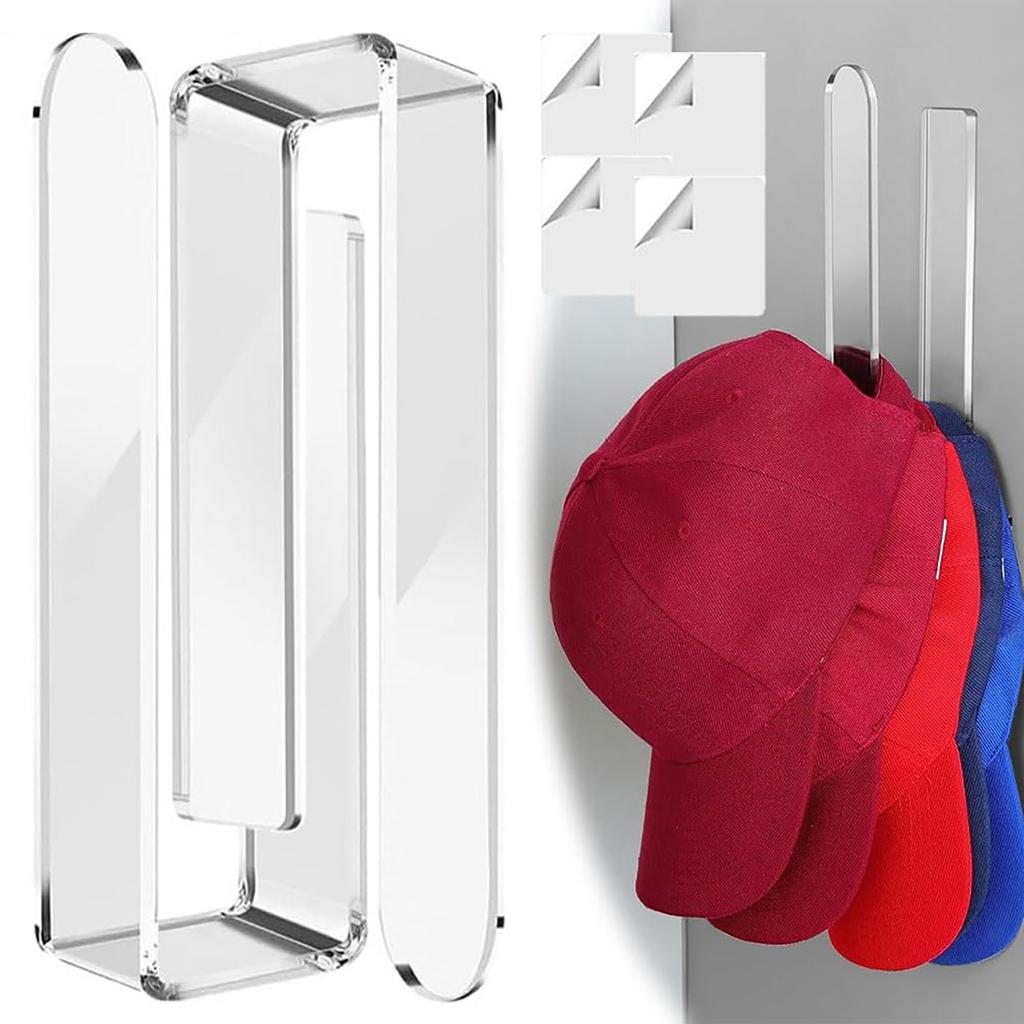 Акриловый органайзер для шляп, акриловые крючки для шляп на стену, акриловая подставка для бейсболок на клейкой основе, прочный акриловый настенный крючок для шляп без сверления