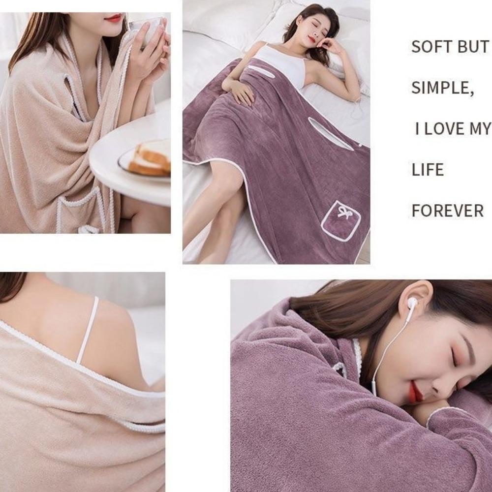 Впитывающий банный халат с бантом, мягкая юбка для душа, мягкое носимое банное полотенце для путешествий